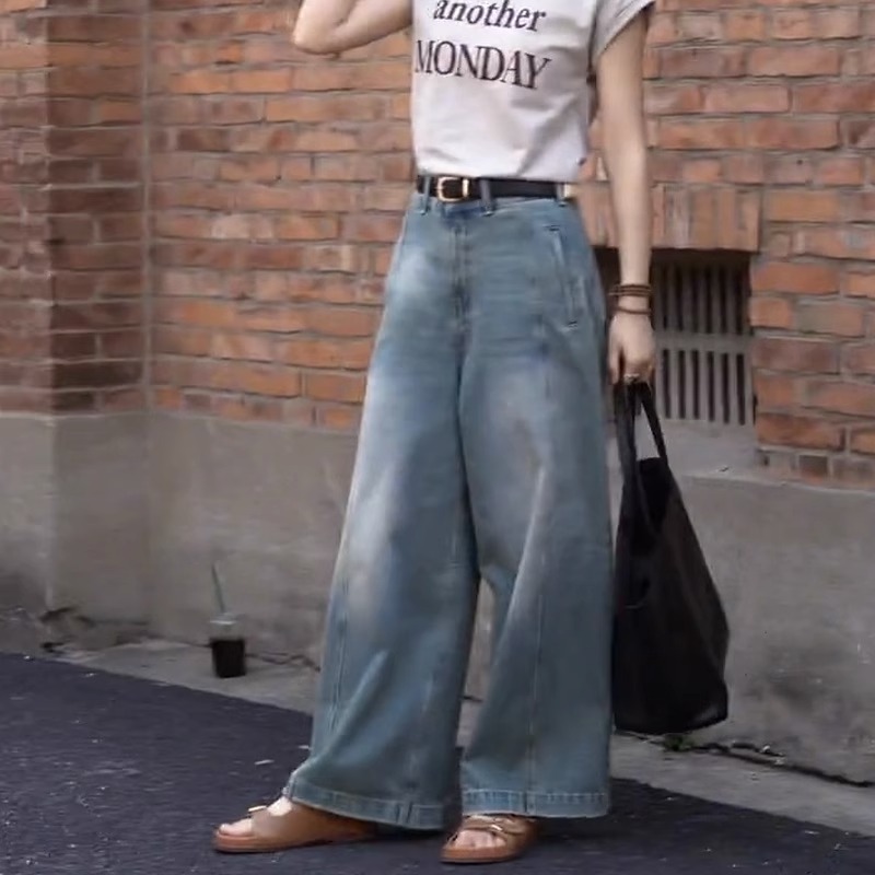 American Retro High Street High-Waisted Slim Straight Wide-Leg Jeans for Women - Trendy Summer Fashion 2025