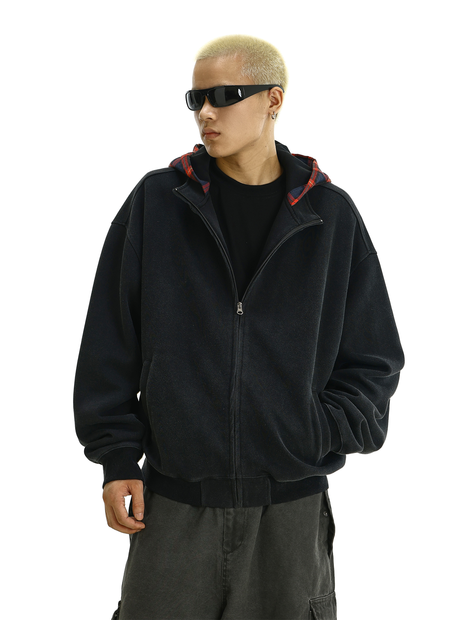 American Retro Patchwork Hooded Sweatshirt for Men and Women, Loose-Fit Zip-Up Long Sleeve Cardigan Jacket for Autumn
