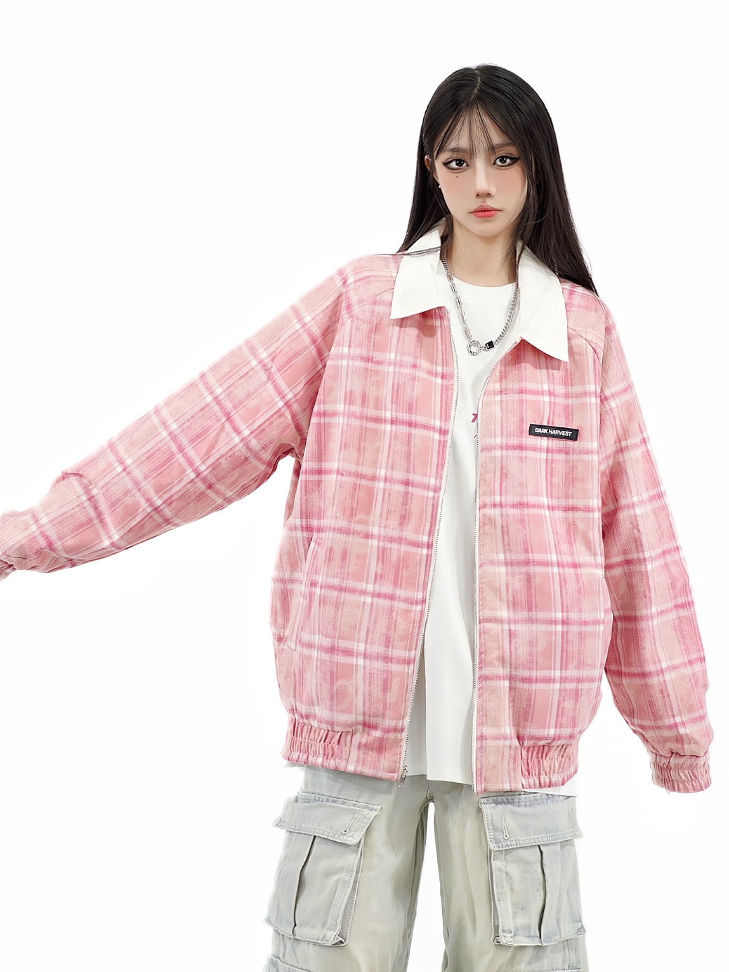 American Retro Plaid Reversible Lapel Jacket for Couples - Contrasting Colors, Fall Fashion, Vintage Style Outerwear
