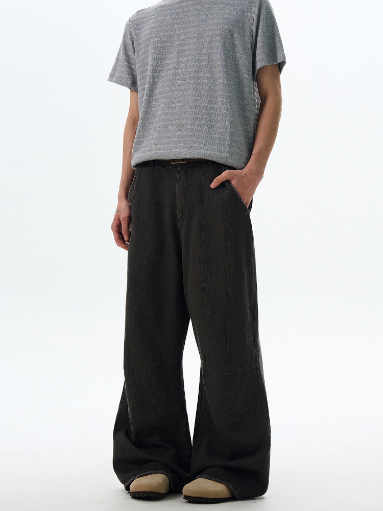 American Retro Vintage Distressed Work Pants for Men and Women - Clean Fit Straight Leg Micro-Flare Slimming Style
