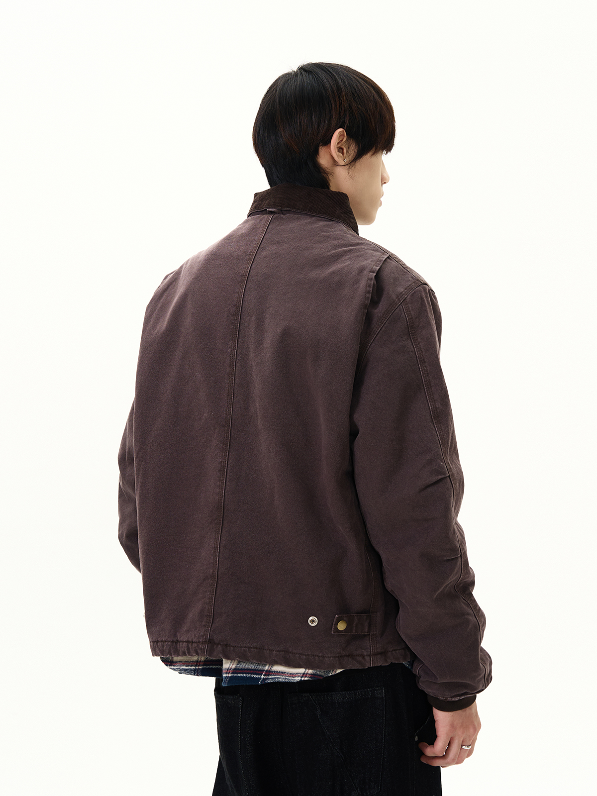 American Retro Vintage Distressed Workwear Lapel Jacket - Short Thick Coat for Y2K and Korean Style Fashion