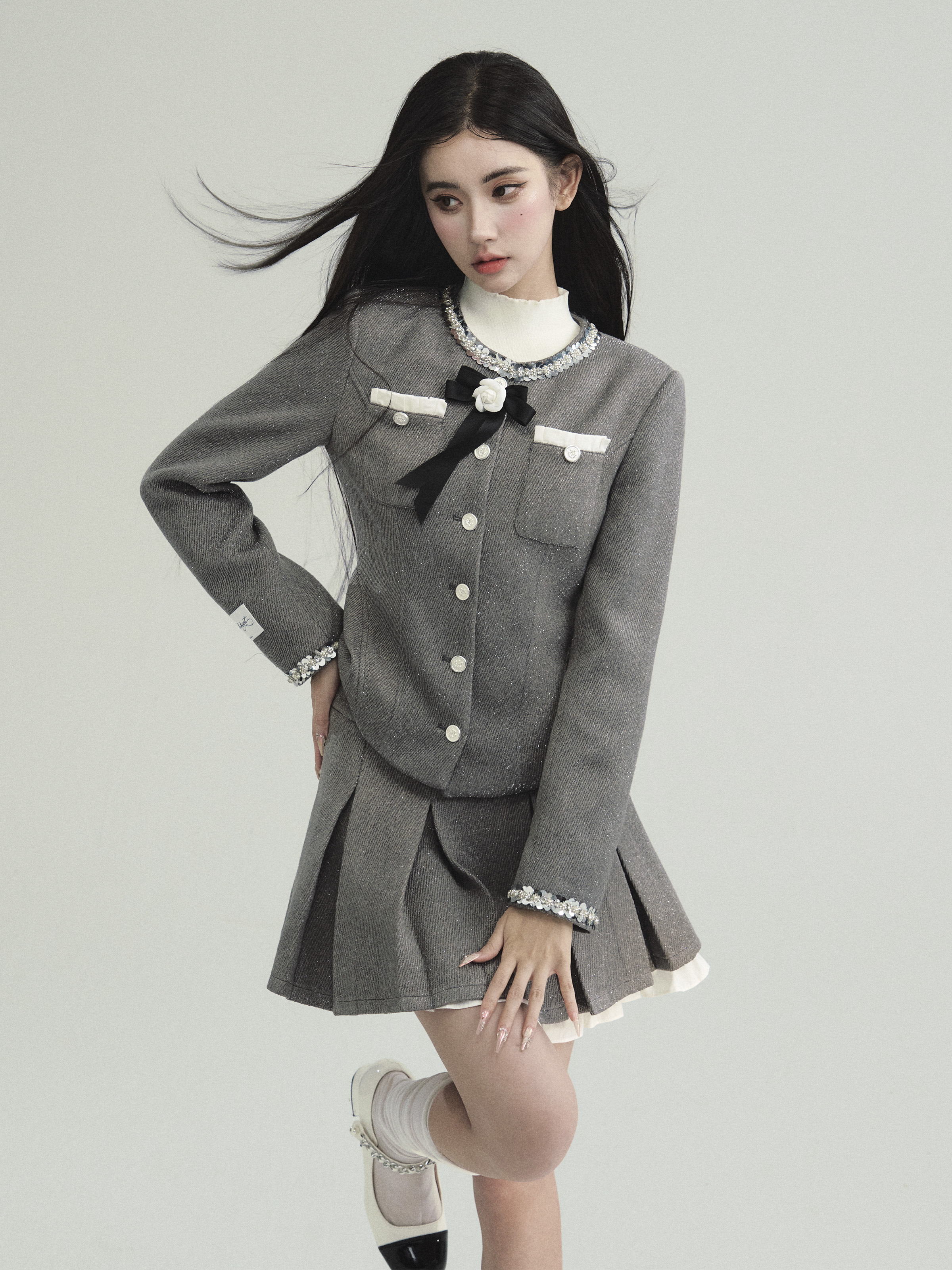Aristocratic Style Manta Rose Miu Series Coat and Skirt Two-Piece Set - Elegant Fashion for 90s and Y2K Inspired Looks