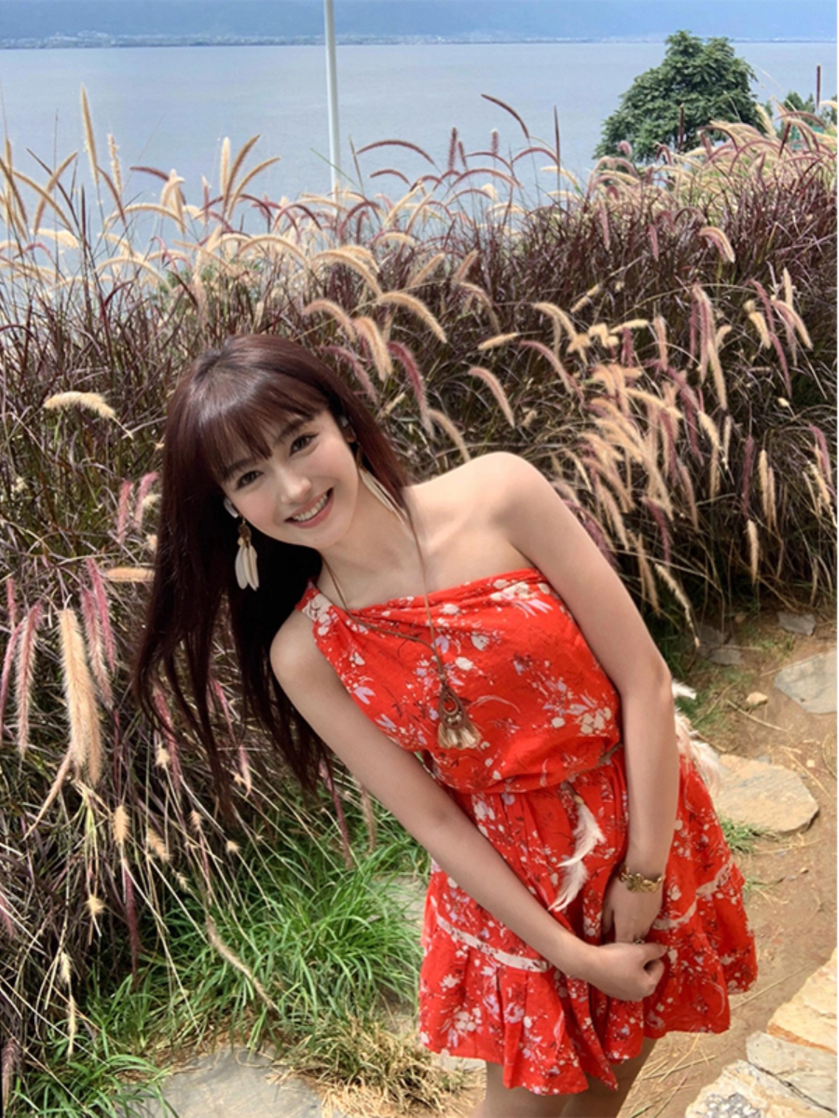 Asymmetrical Shoulder Knotted Backless Dress - Summer Freshness Printed Hot Girl Style for Women, Trendy Y2K Fashion