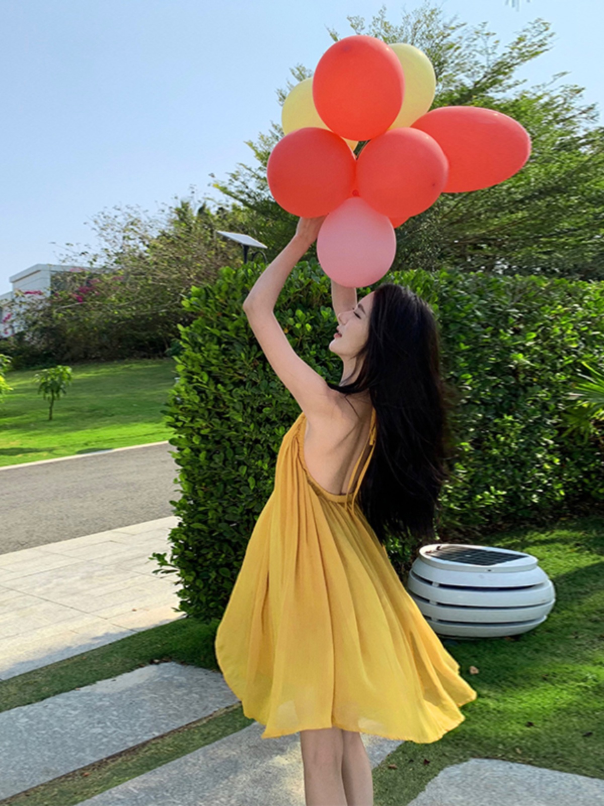 Backless Halter Chiffon Dress - Petite Beachside Short Skirt for Hot Girl Summer Vibes, Perfect for Sanya Vacation