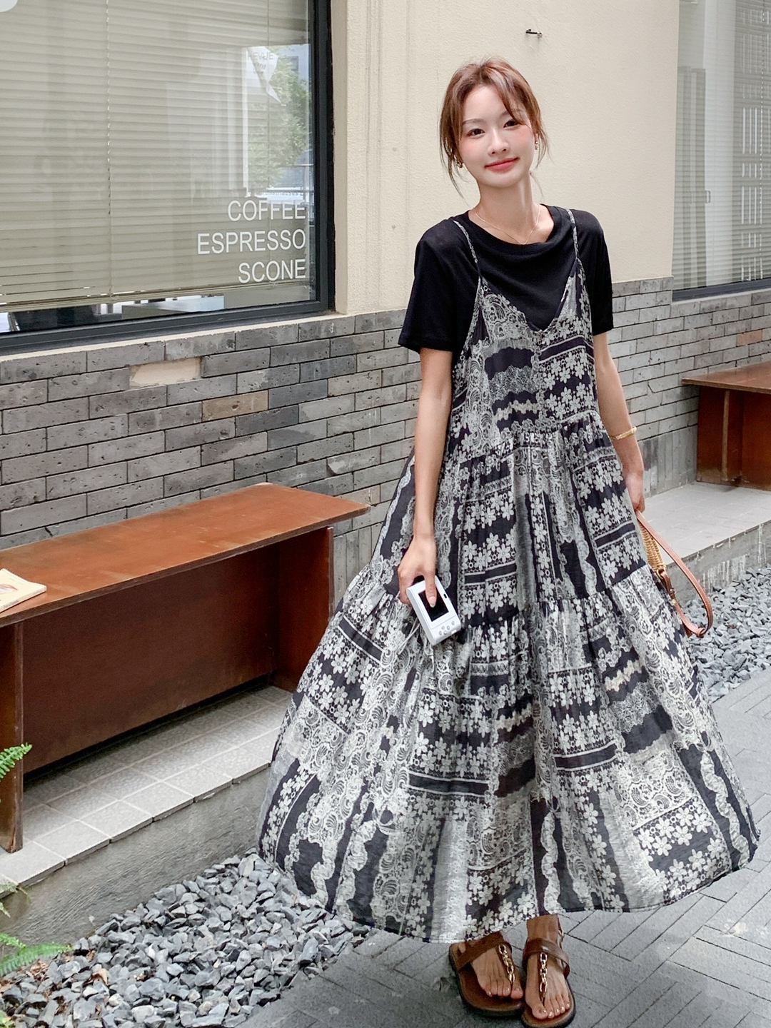Black Floral Camisole Dress Set - Elegant Slim Fit Women's Summer Dress 2025, Chanel-Inspired, High-End Unique Style