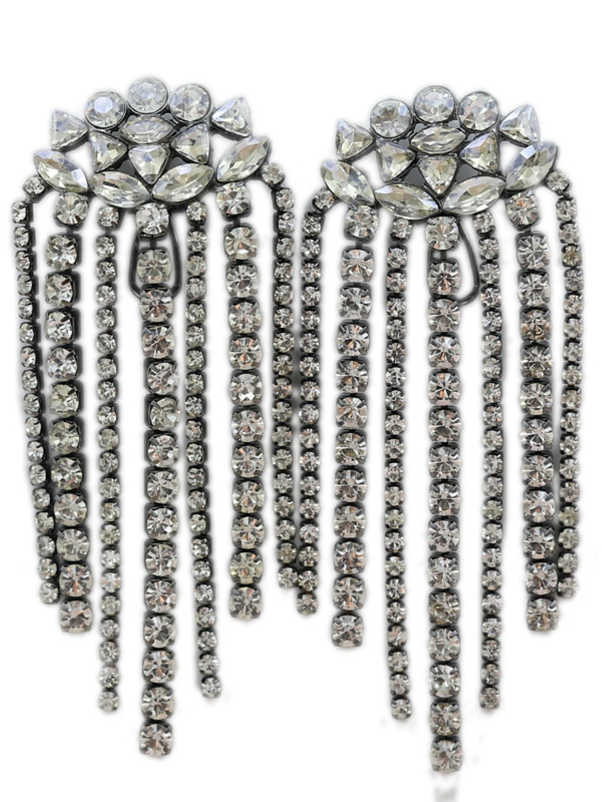 Black Gemstone Chain Tassel Earrings - Luxury Zircon Drop Earrings - Trendy Dominant Ear Accessories for Elegant Style