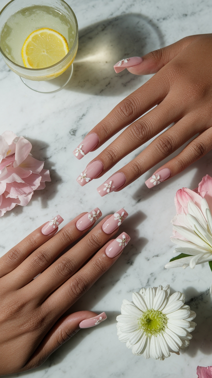 blossom gel nail art outfit idea