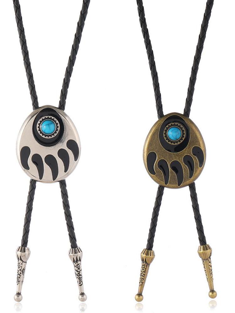 Bohemian Turquoise Pendant Polo Tie Clip - Adjustable Long Cross-border Style for Unique Fashion Statement