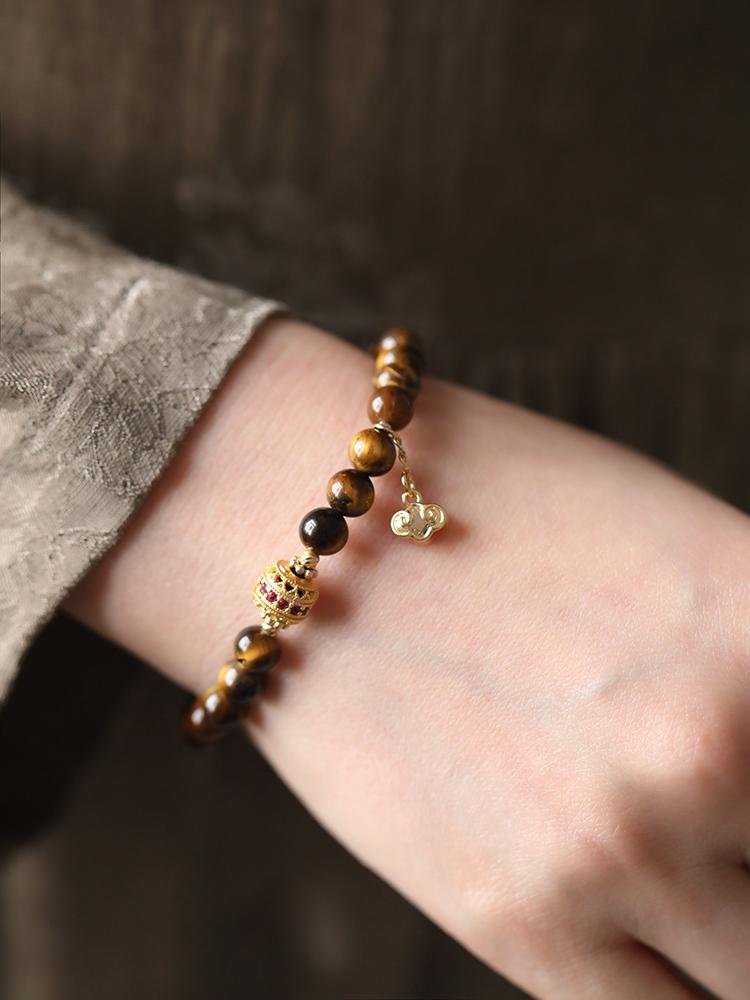 Chinese-Style Retro Bracelet for Women - Elastic Rope Wristband, National Wind Design, Spring Summer Fashion Accessory