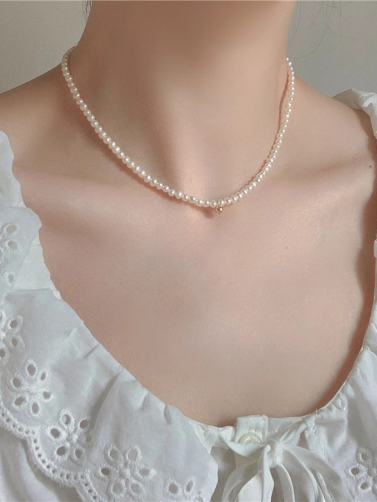 Choker Natural Pearl Small Bead Vintage Necklace for Women, Elegant Y2K Inspired Jewelry