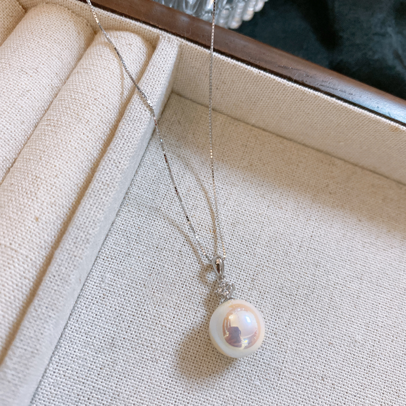 Choker Style French Vintage Pink Pearl Necklace for Women with Diamonds - Light Luxury Fashion Jewelry