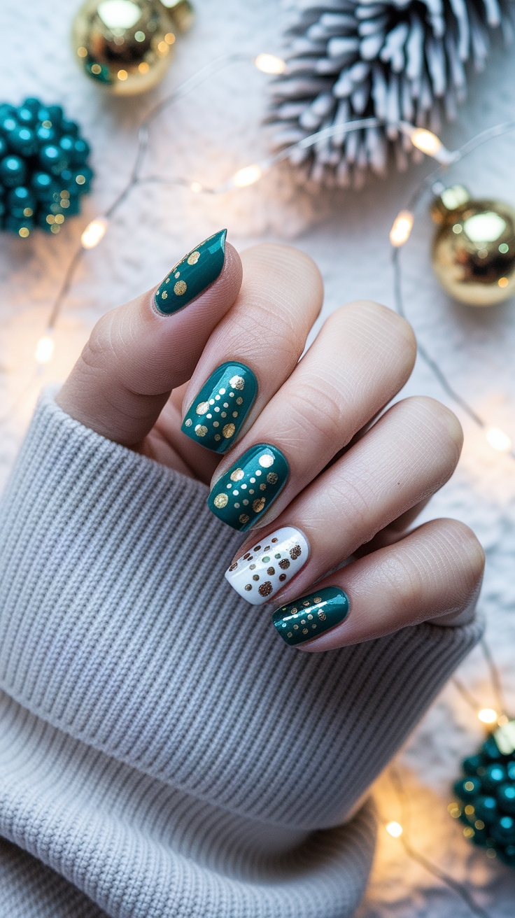 christmas tree nail art outfit idea