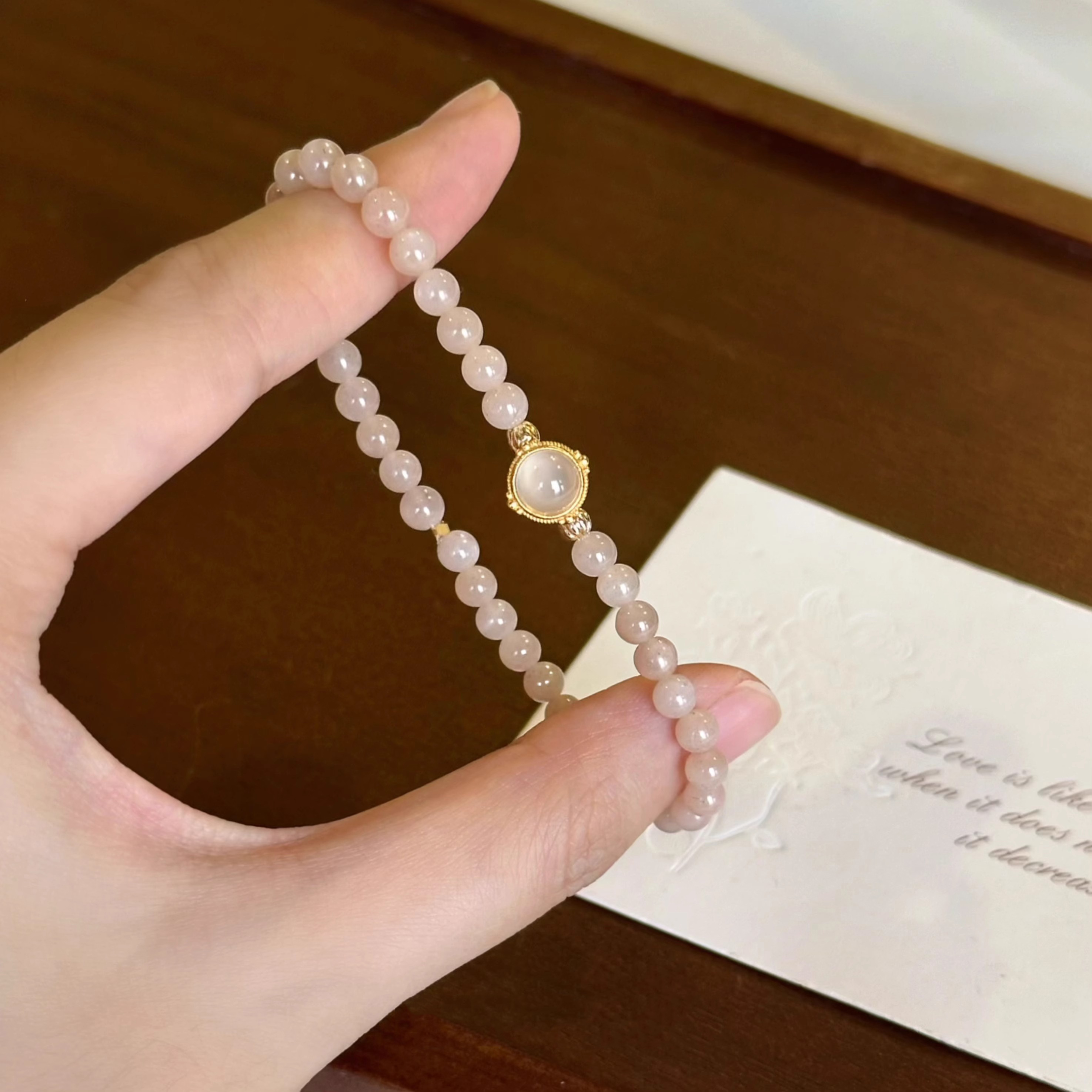 Classy Natural Moonstone Chalcedony Bracelet for Women â€“ Exquisite Light Luxury Handcrafted Jewelry with French Design Elements