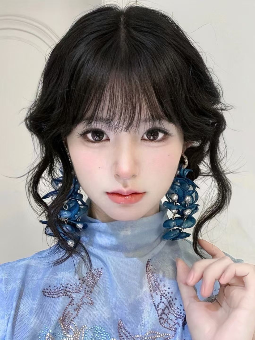 Colorful Floral Tassel Cluster Earrings for Girls - Long Romantic Crystal Ear Clips in Pastoral Forest Style for Vacation Wear