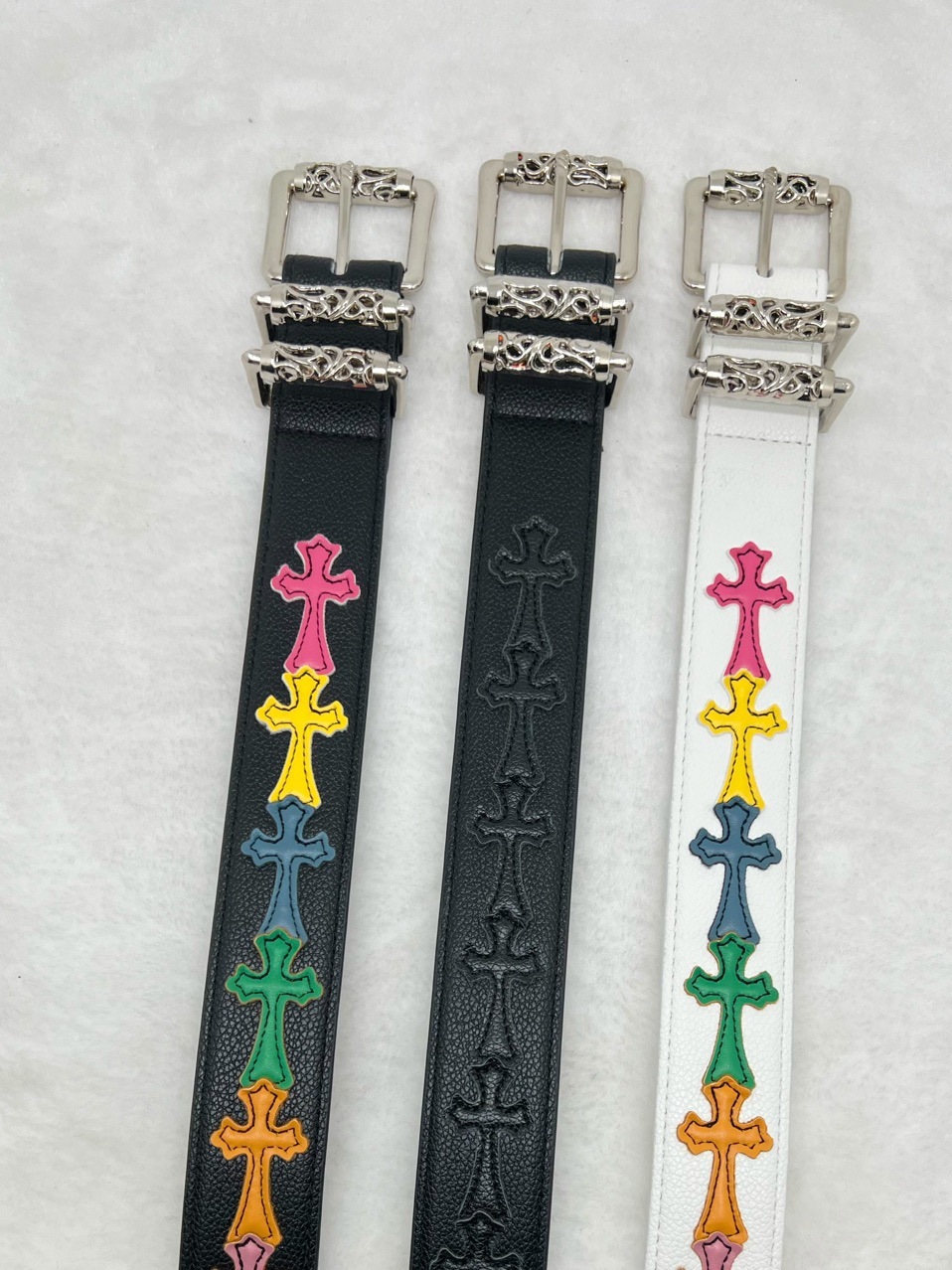 Colorful Lychee Pattern Crocodile Leather Unisex Belt - Artistic Retro Fashion for Youth, Trendy Vine Design