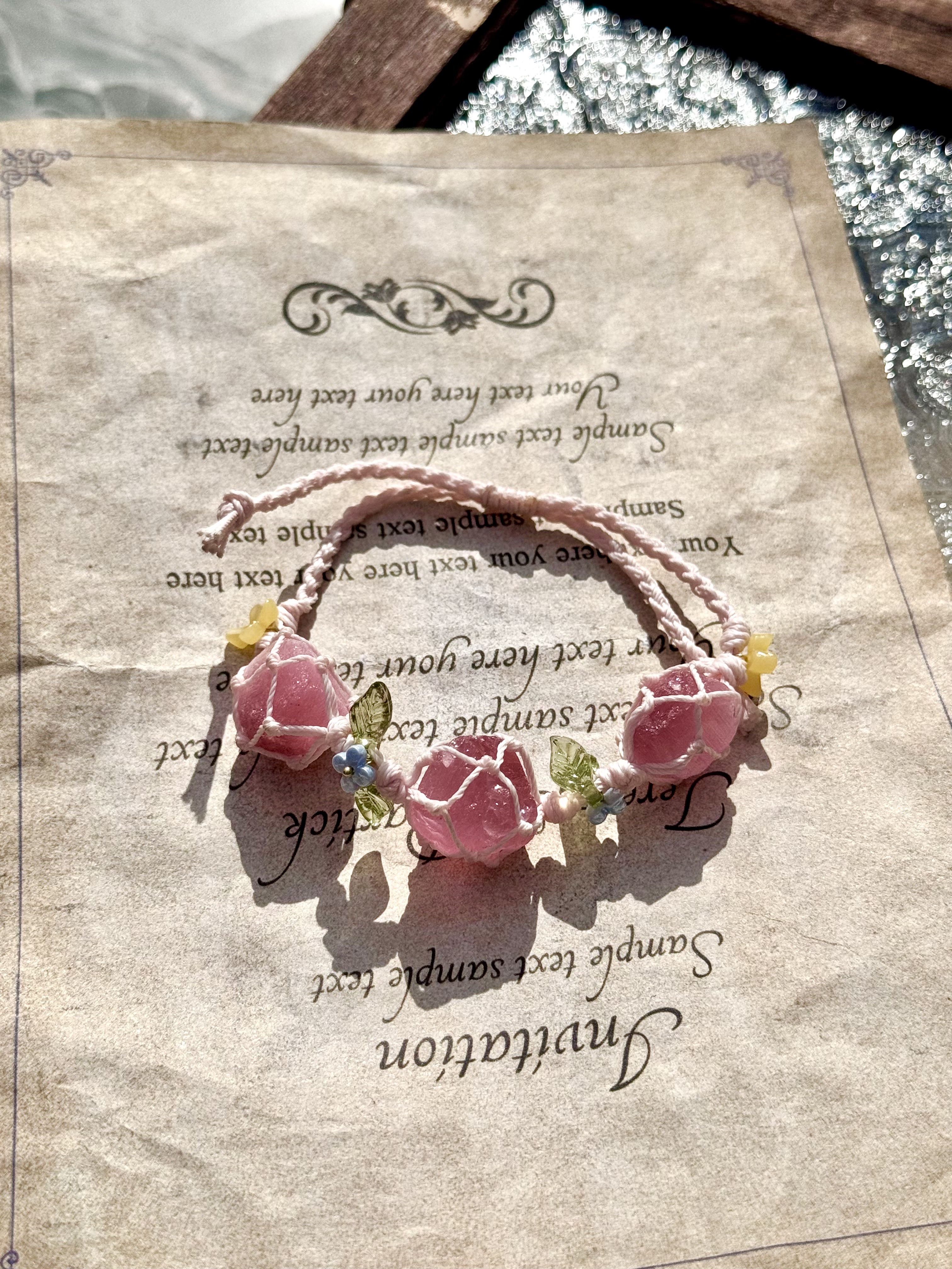 Crystal Strawberry Macrame Bracelet - Boho Chic Handmade Jewelry, Perfect for Festival or Everyday Wear, Y2K Style Accessory