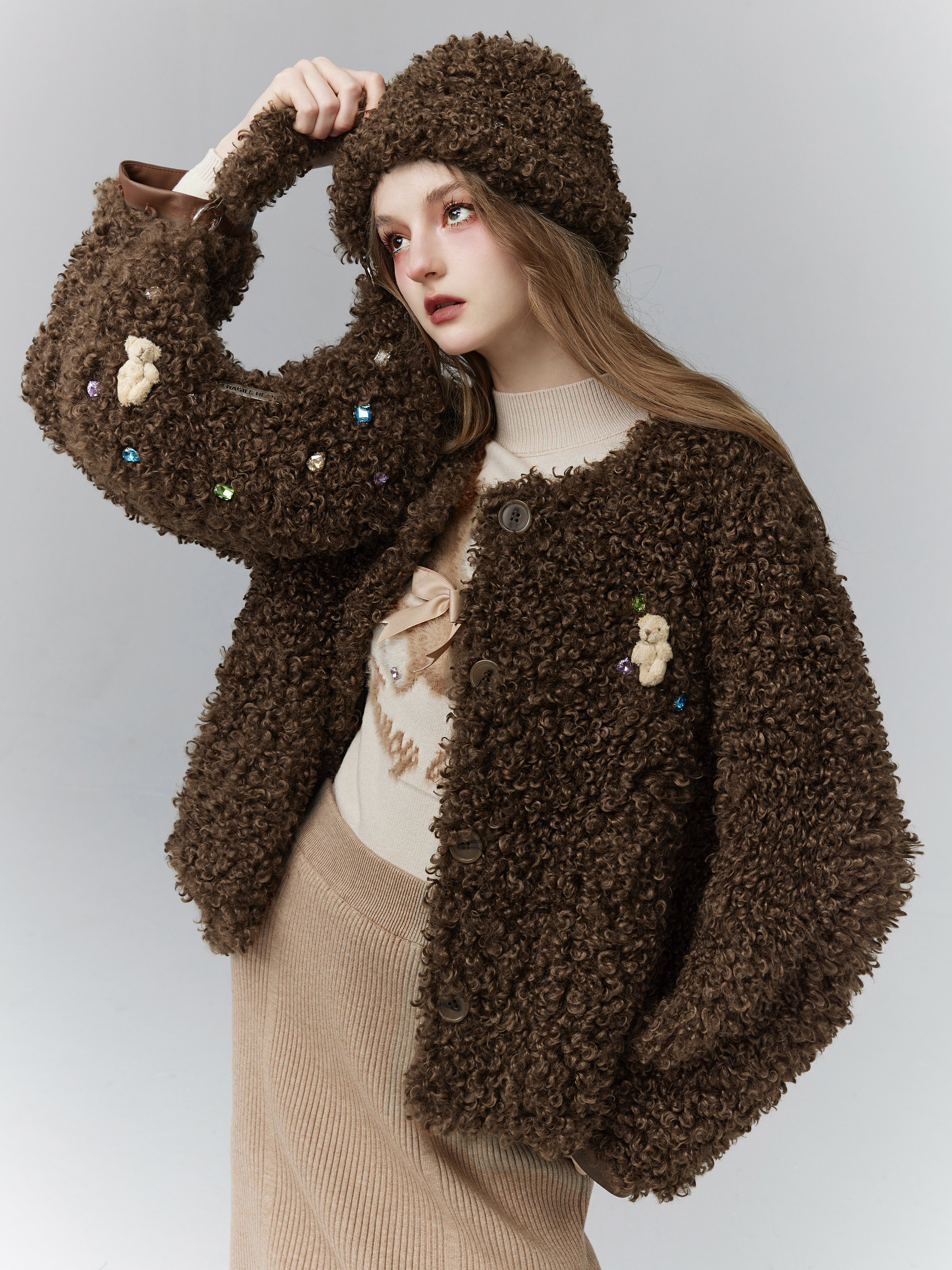 Cute Bear Plush Crossbody Bag - Diamond Bear Dumpling Bag - Adorable Soft Plush Purse - Trendy Y2K Style