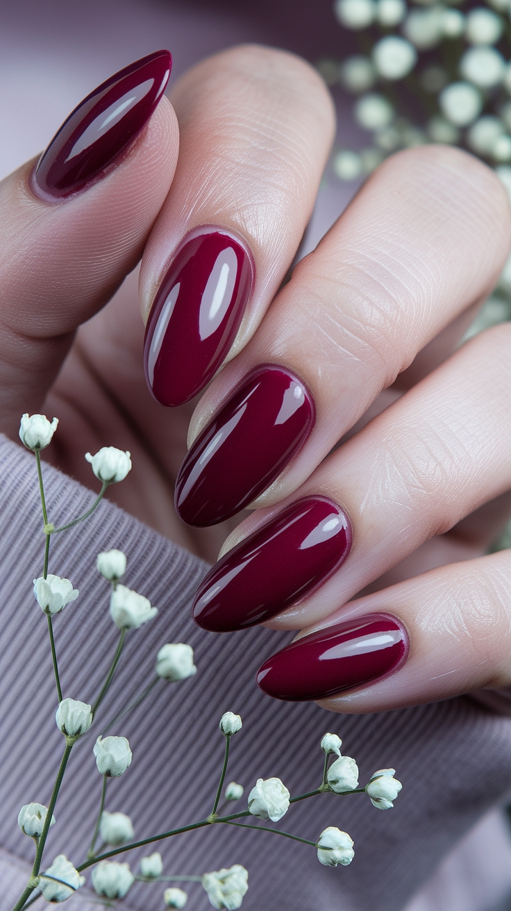 Dark Cherry Red Nails Almond: The Perfect Fall Look outfit idea