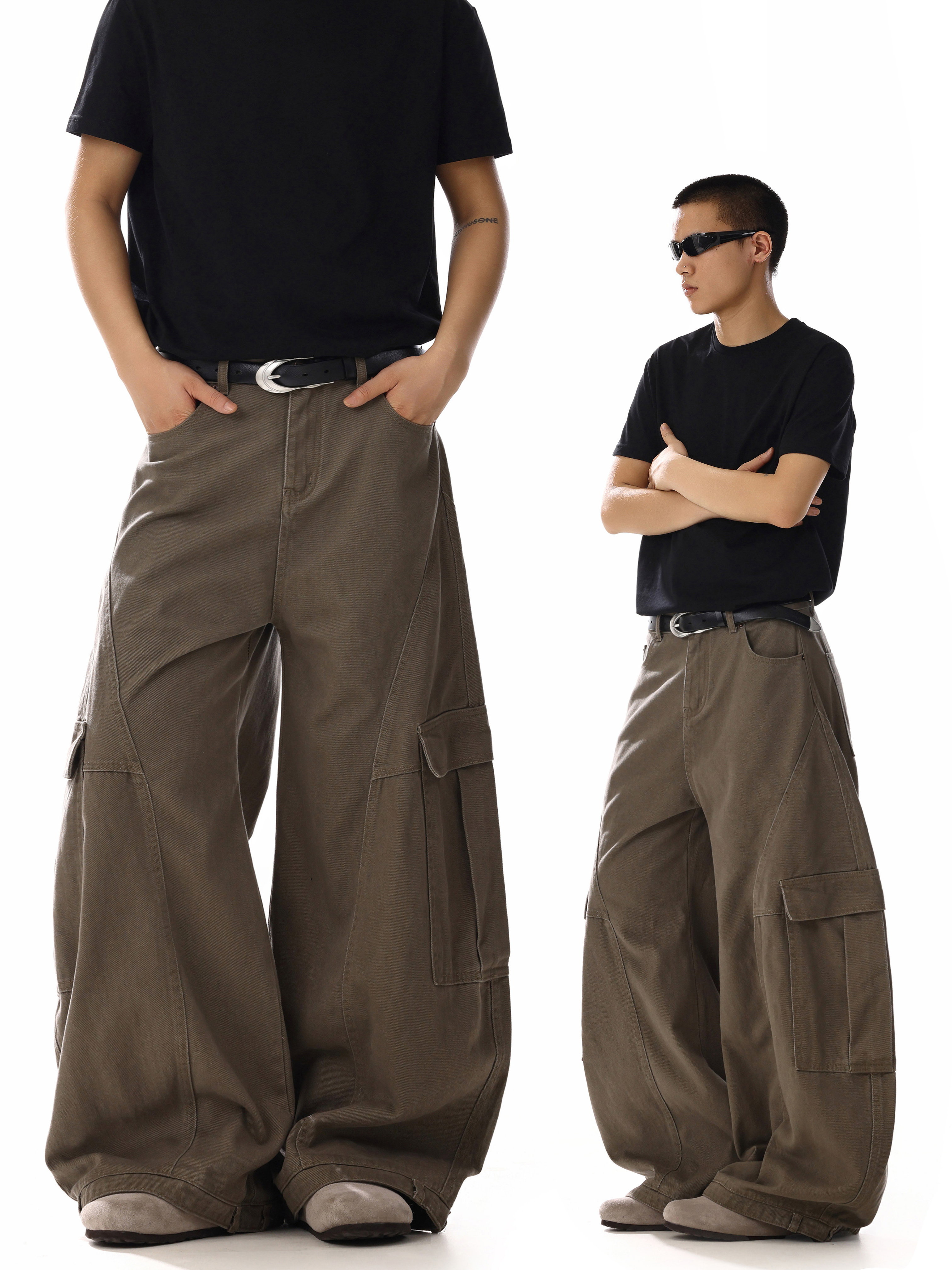 Deconstructed Distressed Wide-Leg Curved Blade Jeans for Men & Women - American Retro Loose Casual Work Pants