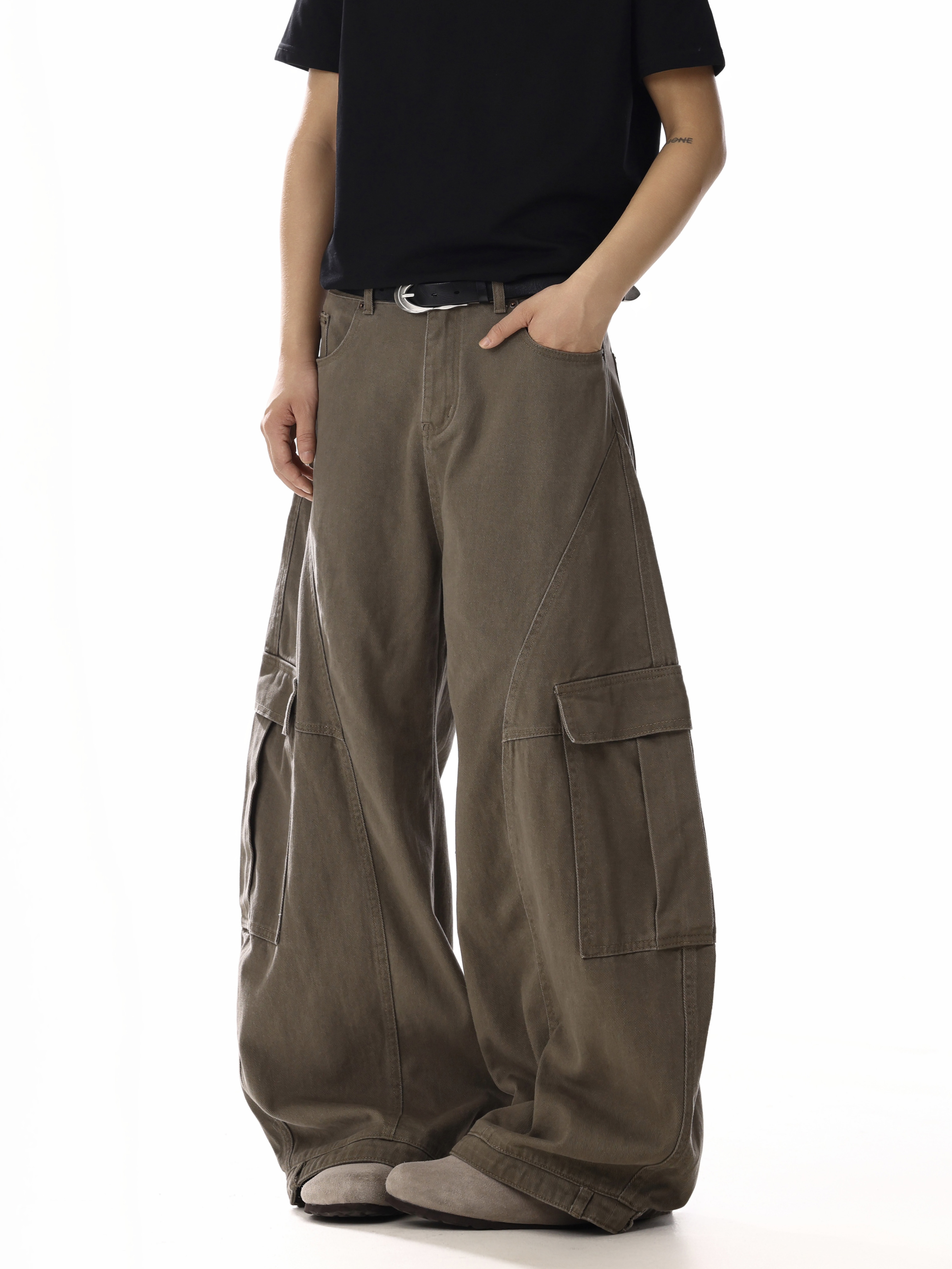 Deconstructed Distressed Wide-Leg Curved Blade Jeans for Men & Women - Retro Casual Work Pants in American Style