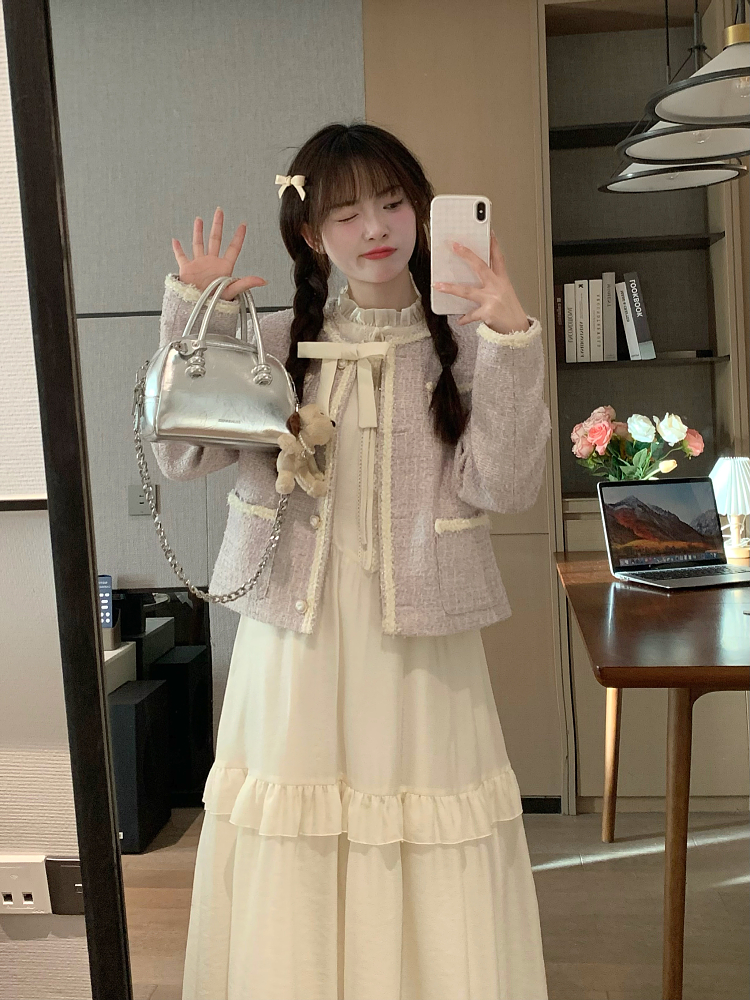 Delicate Spring Purple Korean Style Jacket - Chic Design, Slimming Fit, Elegant Women's Outerwear