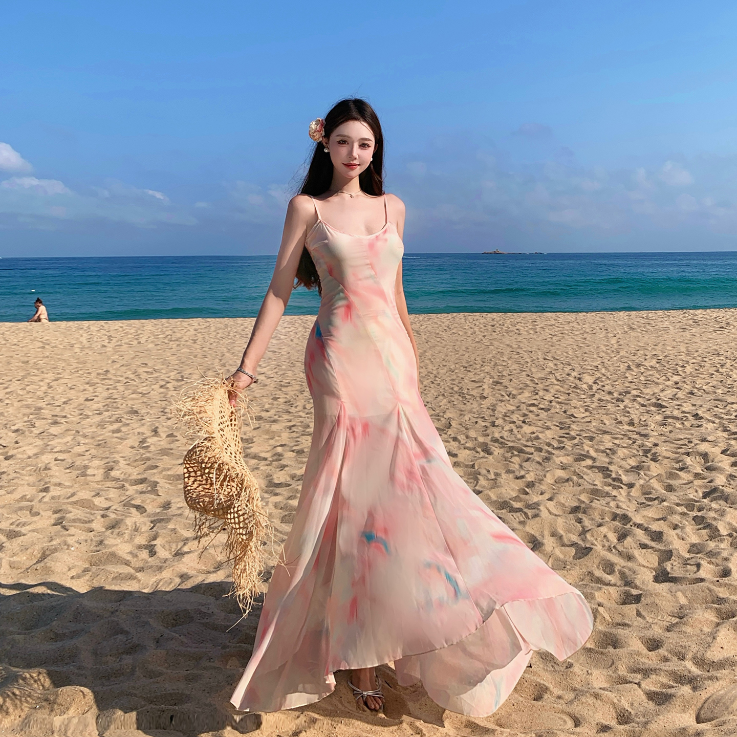 Dopamine Pink Ombre Camisole Dress - Beach Vacation Style with Island Vibe for Summer, Perfect for 90s and Y2K Fashion Lovers