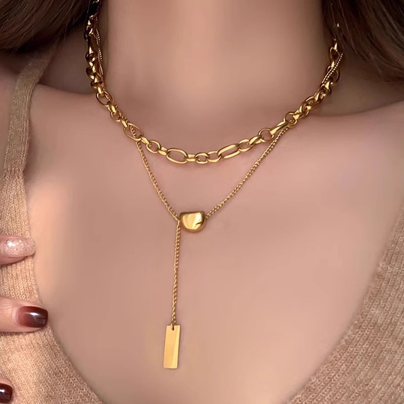 Double-Layer Stacked Necklace - Minimalist Choker in Exaggerated Trendy Style for Chic Fashion Lovers