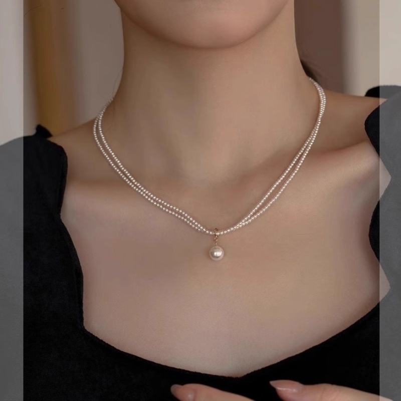 Double-Layered Pearl Necklace for Women, High-End Clavicle Chain, Elegant Fashion Jewelry, Chic Layered Neck Chain
