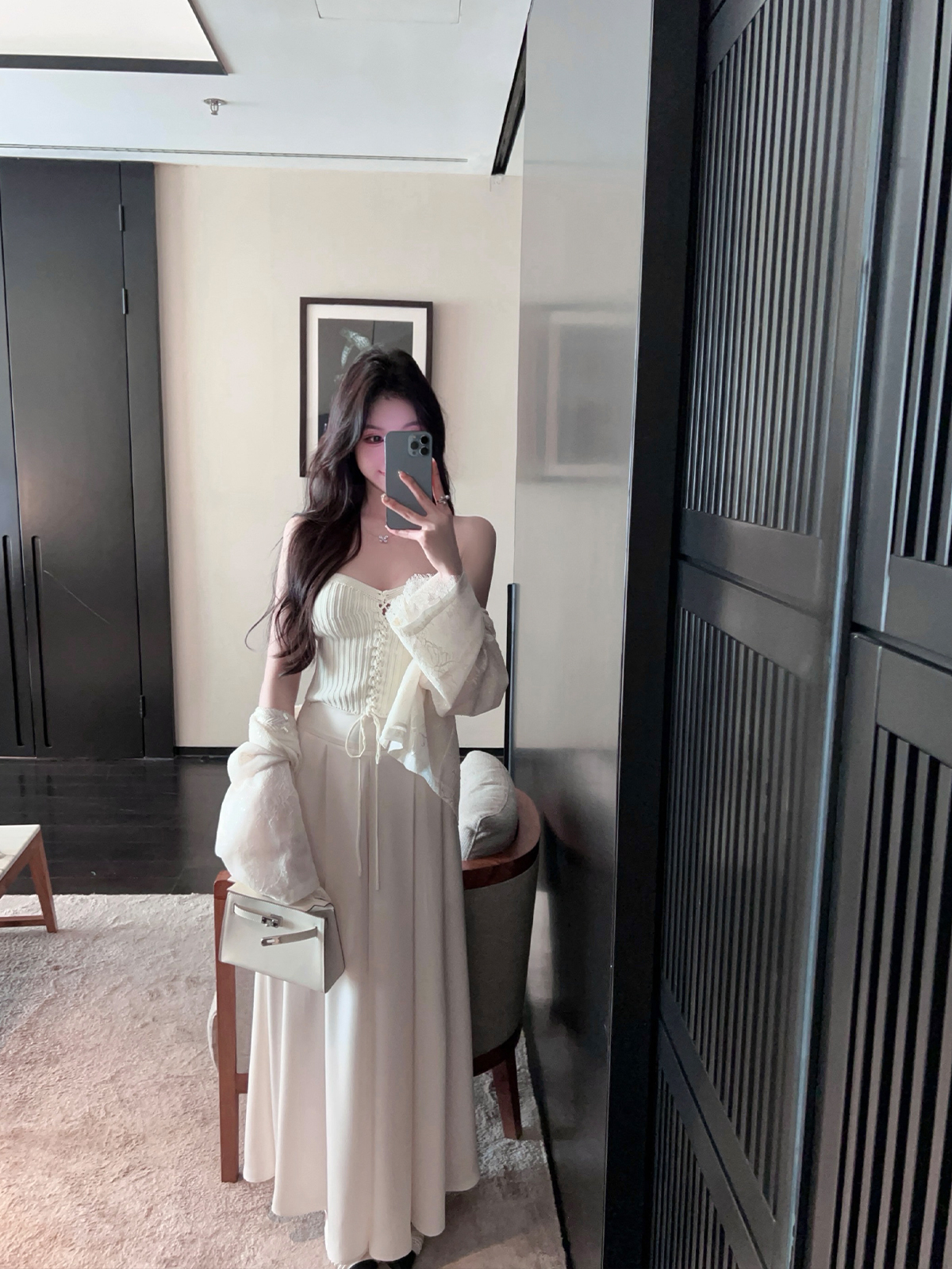 Draped White Satin Wide-Leg Pants for Women - High Waist, Elegant Summer Style, A-Line Design, Fashionable Chic Look