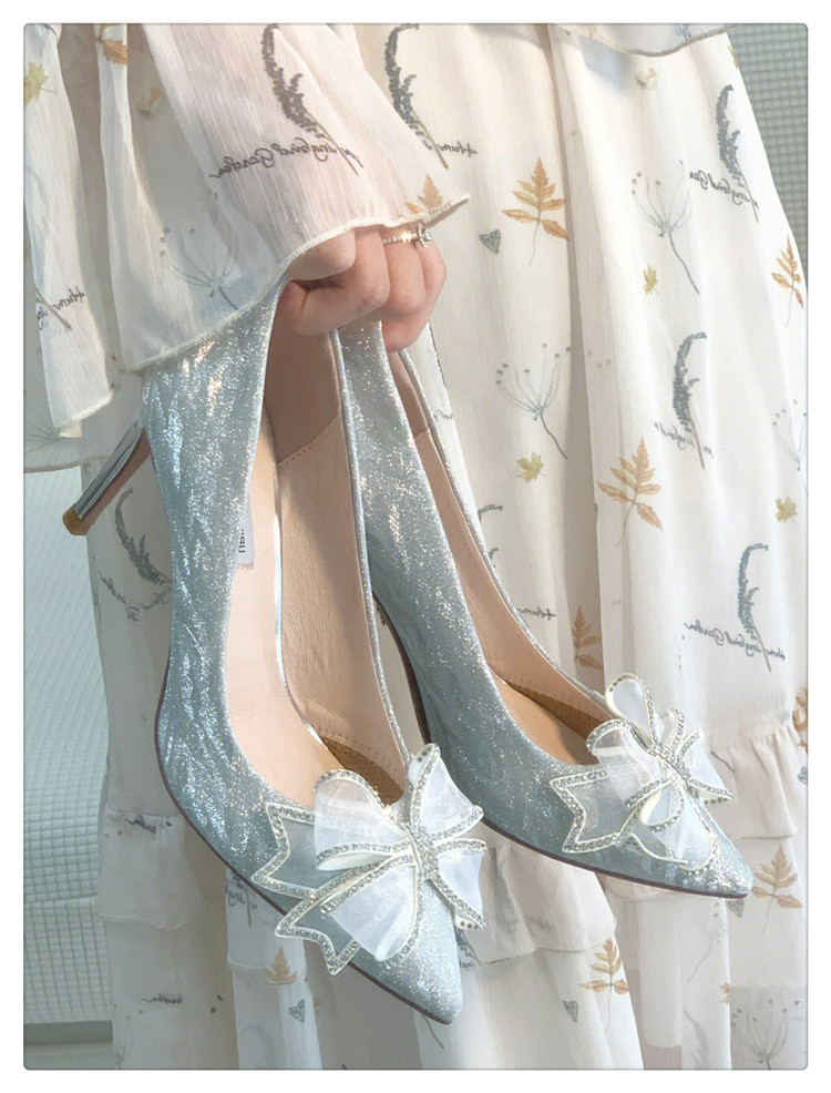 Elegant Butterfly Knot Crystal High Heels for Women, Sequined Pointed Toe Bridal Shoes, Thin Heel Unique Design