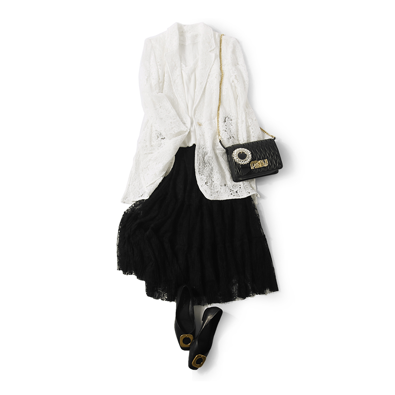 Elegant Embroidered Sheer Mesh One-Button Summer Suit Jacket for Women - Fashionable European Style Air Conditioning Layering Piece