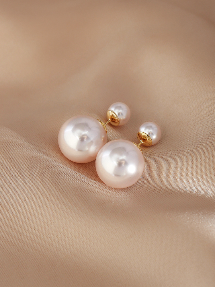 Elegant Large Pearl Earrings for Women - S925 Silver Needle, Zhao Lusi Inspired, High-End Accessories for 2025