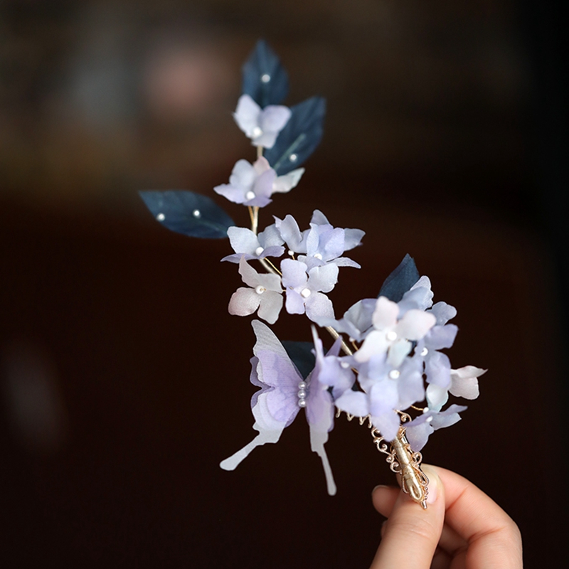 Elegant Purple Silk Embossed Hanfu Headdress Hairpin - Classical Dance Accessory, Ancient Style Duckbill Clip for Fairy Looks