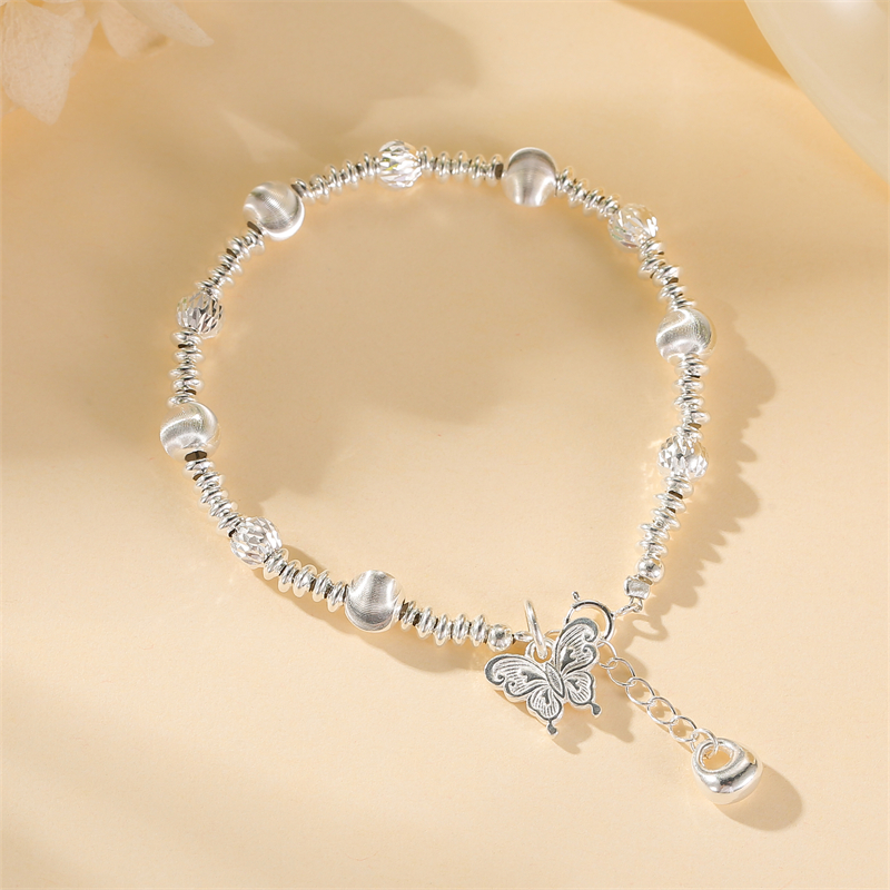 Elegant S925 Pure Silver Butterfly Bracelet for Women, High-End Exquisite Bead Design, Perfect for Classy Occasions and Everyday Wear