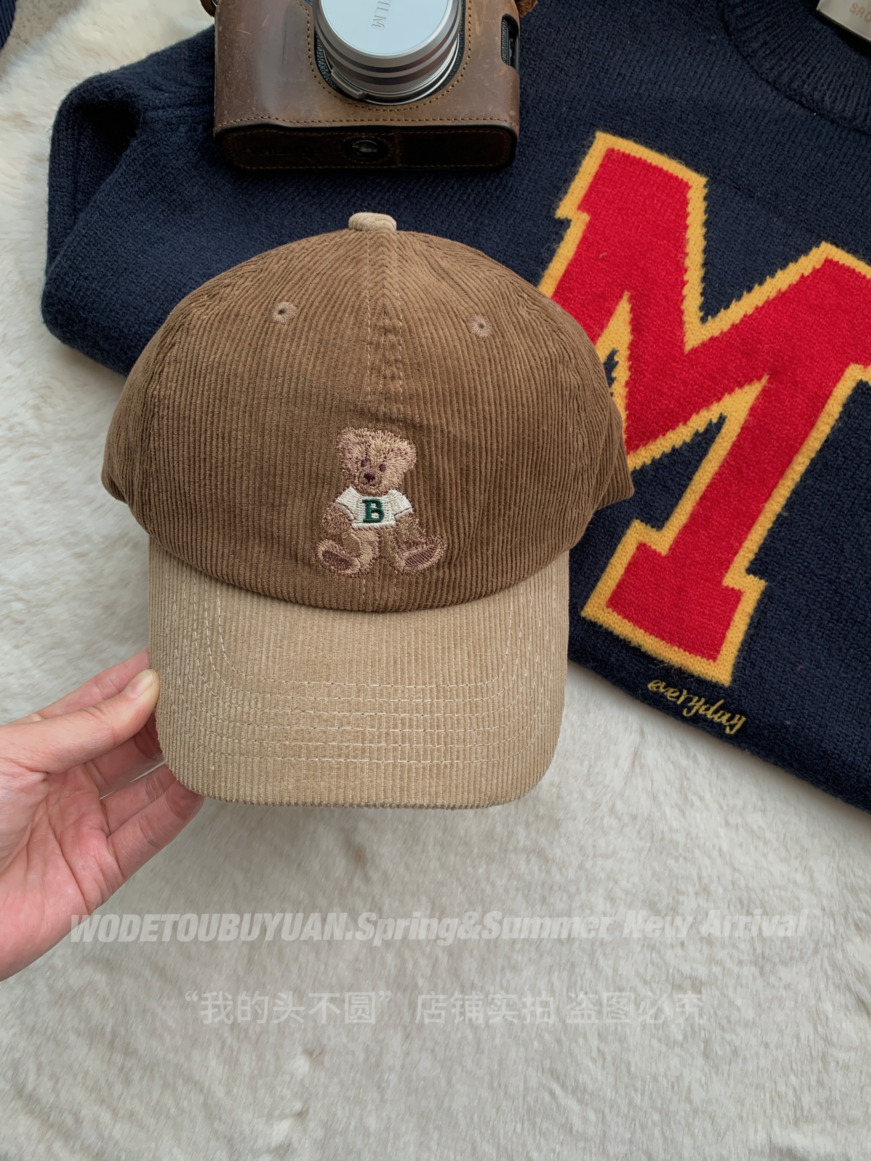 Embroidered Little Bear Baseball Cap for Women - 2025 New Style Duckbill Hat for Small Head Circumference, Cute Casual Accessory