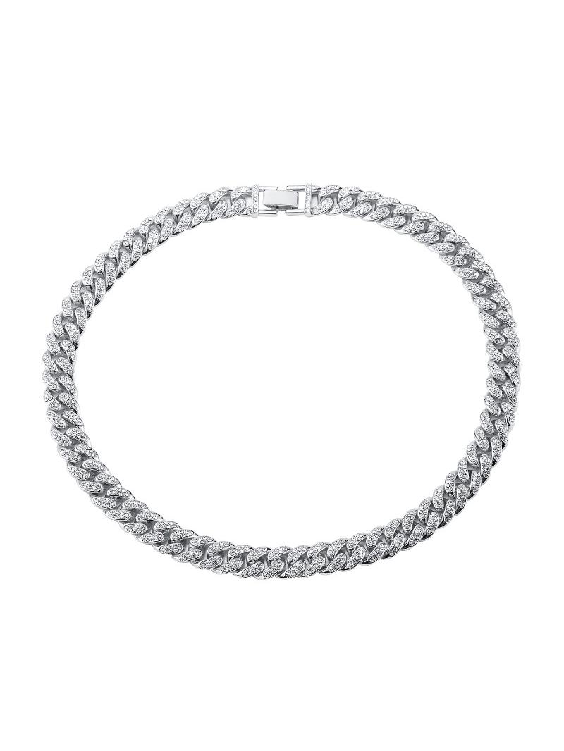 Euro-American Double Row Full Diamond Alloy Cuban Chain Bracelet - Hip-Hop Street Style Fashion Accessory