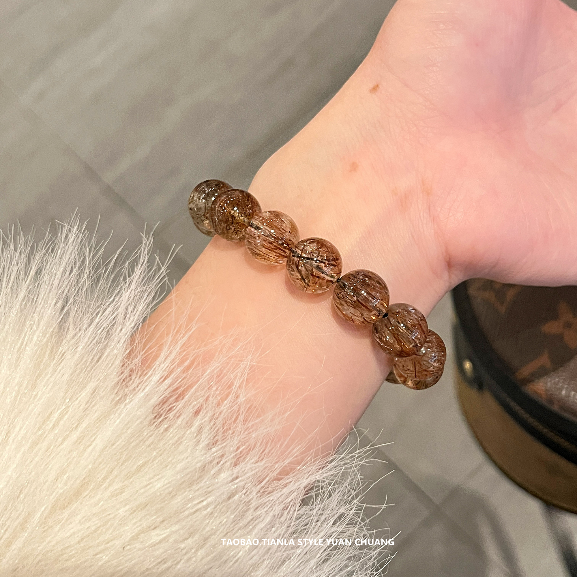 Exquisite Natural Black Gold Super Seven Crystal Bracelet for Women - 2025 New Light Luxury High-End Jewelry
