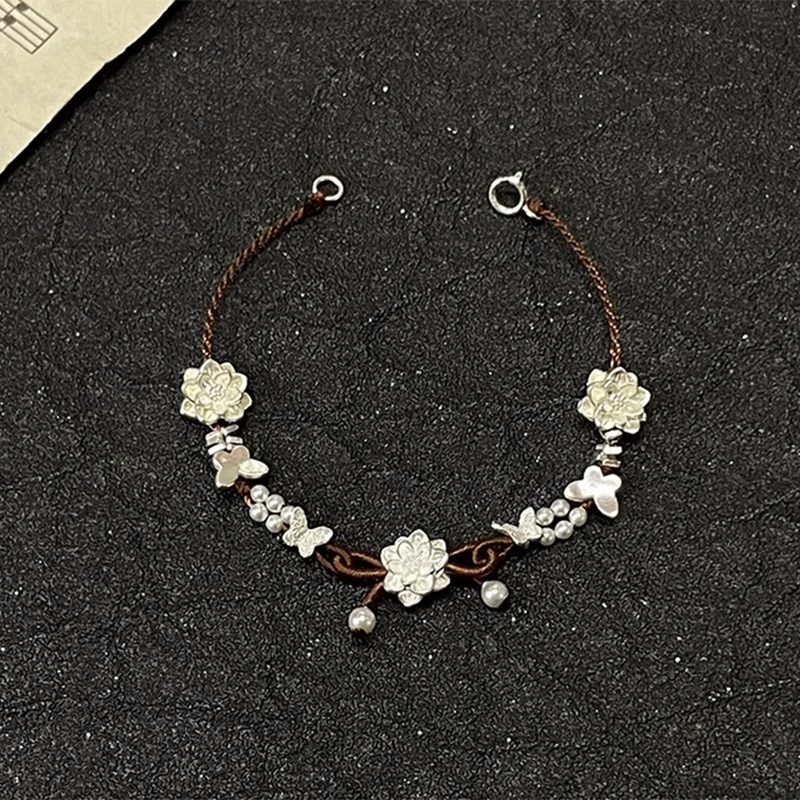 Exquisite S925 Pure Silver Butterfly Lotus Flower Bracelet for Women - Classy Handcrafted Jewelry Accessory