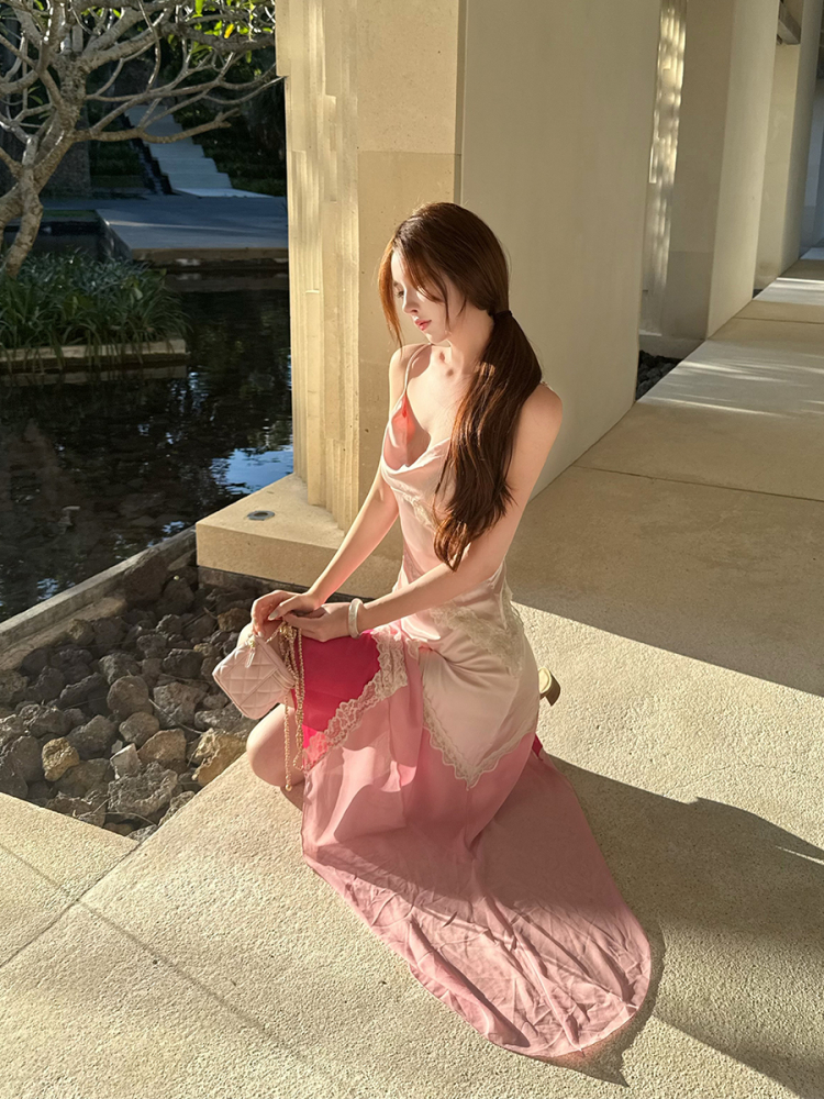 Fairy Color Matching Irregular Mermaid Skirt - High-End Asymmetrical Dress for Women, Socialite Style, Y2K Fashion