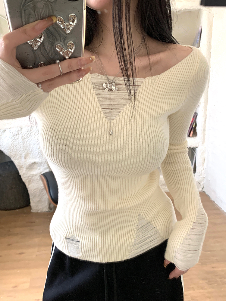 Flirty Waist-Defining Slimming Pullover Sweater for Women - Square Style Knitted Top, Casual Everyday Fashion