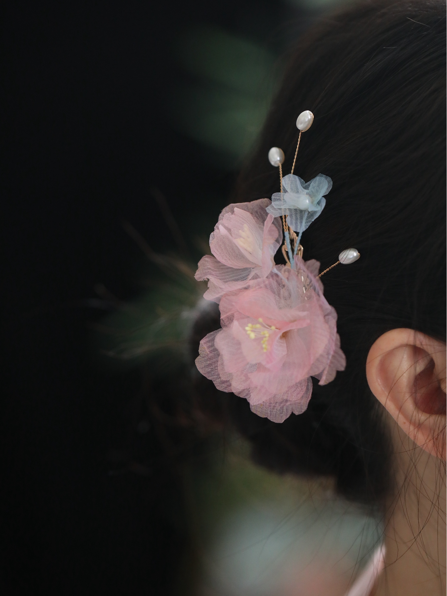 Floral Hanfu Hair Accessories for Fairy-Like Girls, Elegant Tang Style Hair Clips and Pins, Ancient Costume Ornaments
