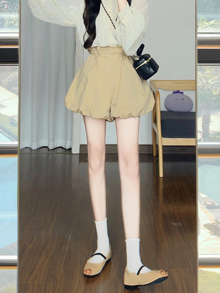 Fluffy A-Line Shorts for Women, Plus Size High-Waisted Casual Skirt Pants, 2025 Summer Style, Versatile Fashion Essential