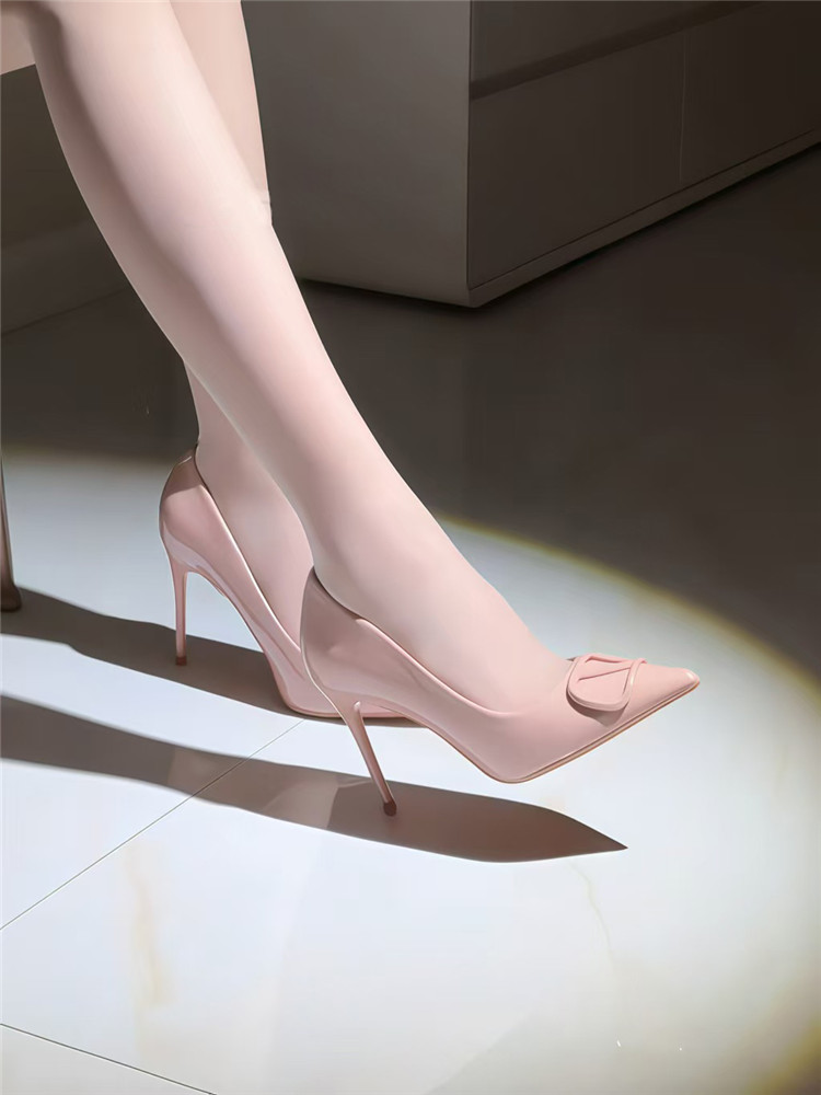 French Pointed Toe High Heels for Women - 2025 Spring/Summer Elegant Thin Heel Patent Leather Celebrity Style Shoes