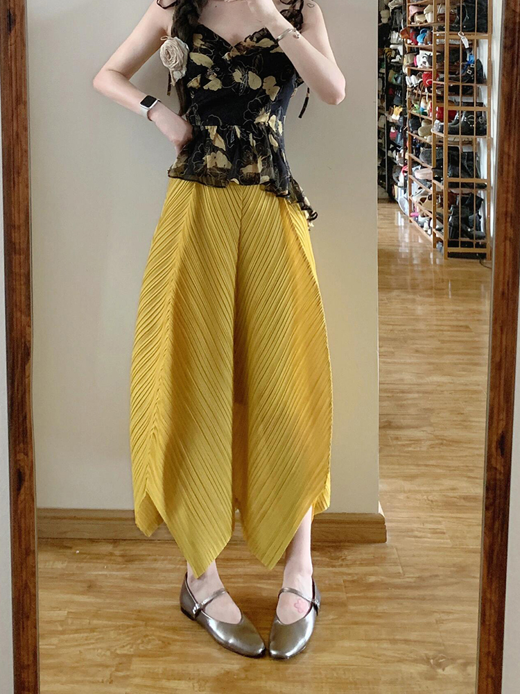 French-style Irregular Hem Midi Skirt for Women - 2025 Summer Fashion, Unique Niche Design