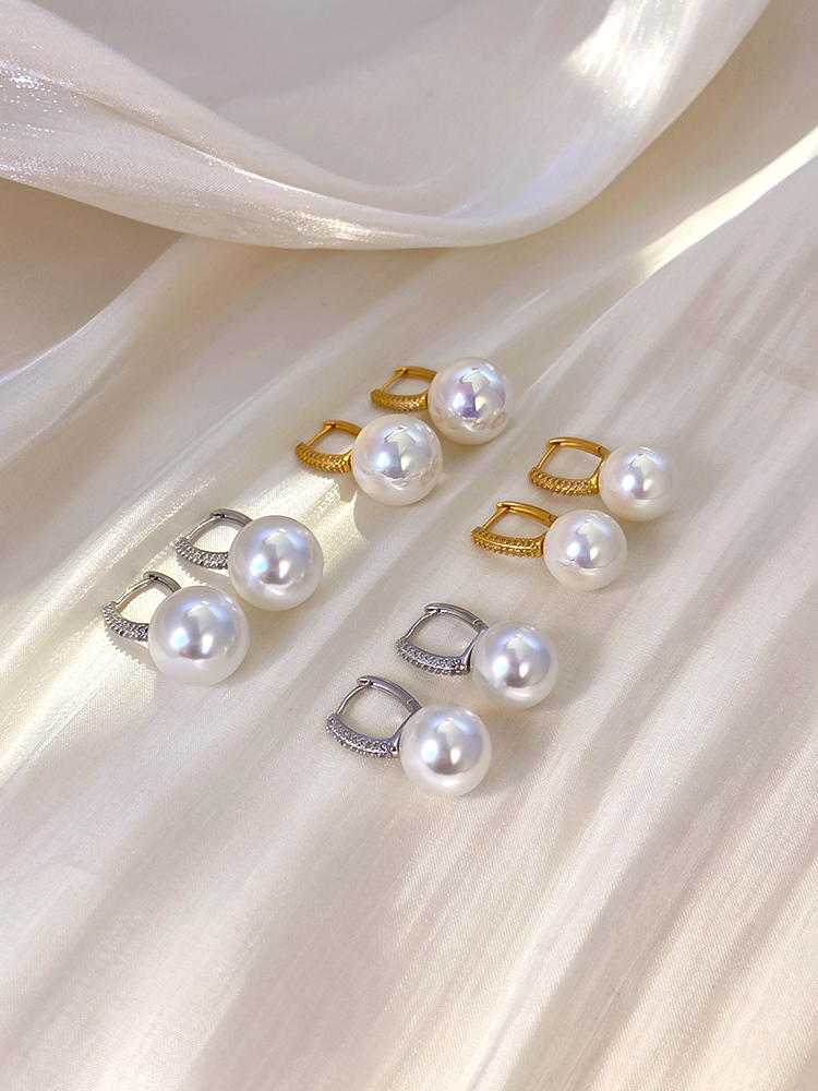 French-Style S925 Pure Silver Pearl Ear Clips for Women - 2025 High-End Luxury Earrings, Small Brand Design