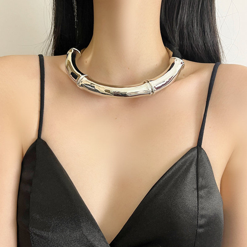 French Vintage Enamel Drip Oil Irregular Bamboo Joint Choker Necklace for Women - High-End Autumn Winter 2025 Fashion Accessory