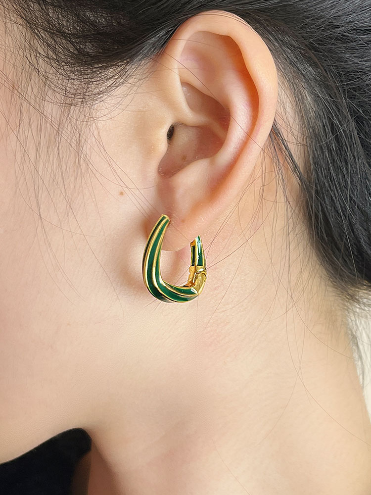 French Vintage Melard Enamel Drip Glaze High-End Ear Clip Earrings - Unique Elegant Design for Women, Timeless Chic Accessory