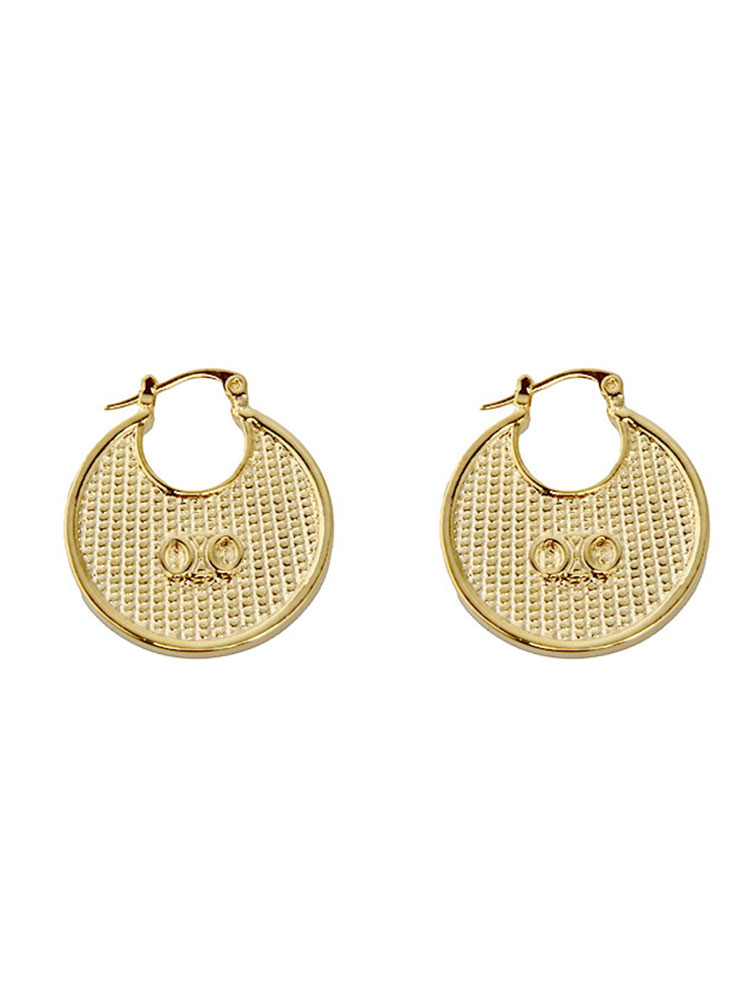 French Vintage Metal Round Letter Earrings - Minimalist High-End Women's Accessories for Autumn/Winter