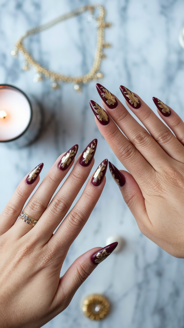 gold foil nail designs outfit idea