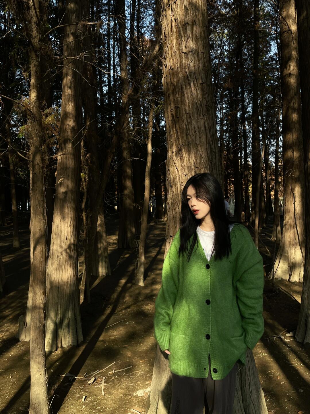 Green V-Neck Knitted Cardigan - Eccentric Lazy Style Loose Long Sleeve Versatile Sweater Coat for Effortless Chic
